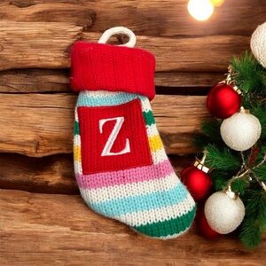 Wondershop Holiday Knit Stocking with Red Cuff and Stripes Mini Letter Z